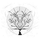 a mechanical tree with dates in its roots tattoo design idea