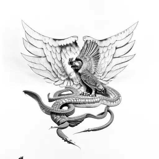 Harpy Eagle and Snake Fighting tattoo design idea
