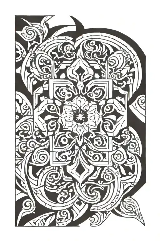 Persian geometric pattern tattoo design idea