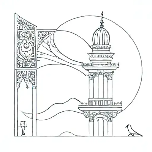 A minimalist tattoo design inspired by Persian architecture tattoo design idea
