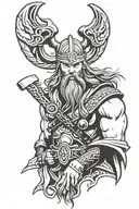 Thor viking with beard tattoo design idea