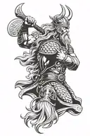 Thor viking with beard tattoo design idea