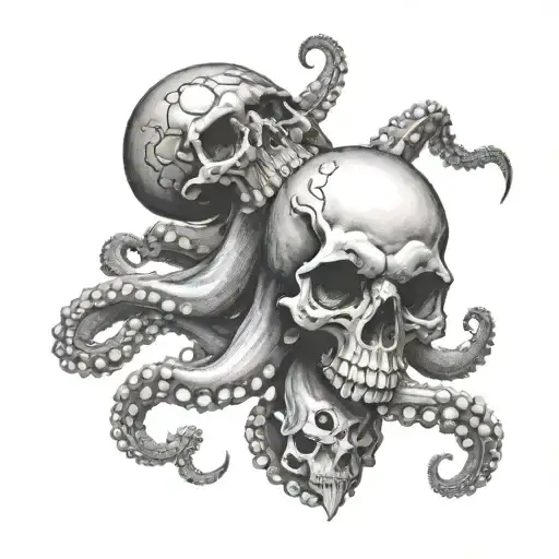 octopus and skull tattoo design idea