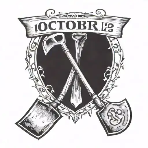 A shovel and a pickaxe crossing each other surrounded by the dates October 29, 1952 and July 30, 2022 RIP tattoo design idea