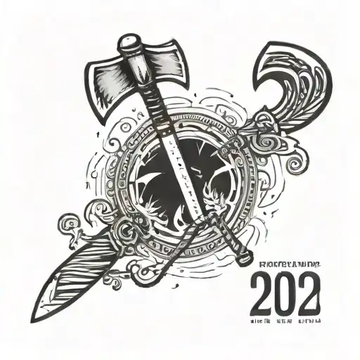 A shovel and a pickaxe crossing each other surrounded by the dates October 29, 1952 and July 30, 2022 RIP tattoo design idea