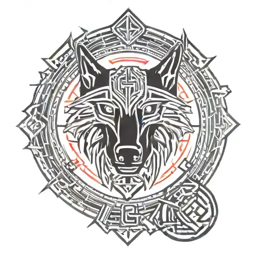 norse wolf viking runes tattoo design idea