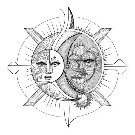 Sun and Moon tattoo design idea