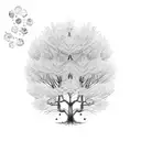 a big leafless tree with leafs falling tattoo design idea