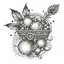 A surreal tattoo design combining elements of Juice WRLD's album covers with festival vibes, showcasing your passion for music and festivals tattoo design idea