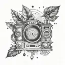 A surreal tattoo design combining elements of Juice WRLD's album covers with festival vibes, showcasing your passion for music and festivals tattoo design idea