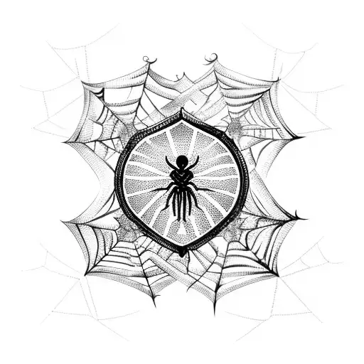 An intricate spider web forming the shape of a heart tattoo design idea