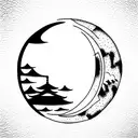 Moon and japanese shrine  tattoo design idea