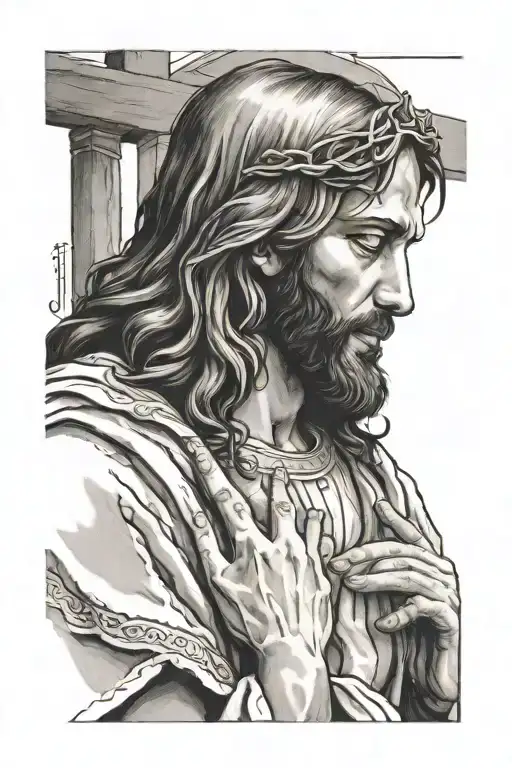 jesus praying tattoo design idea