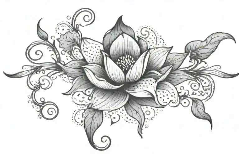lotus vine with 7 hearts symbolizing tattoo design idea