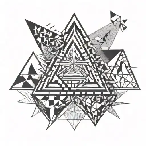 the names Jackson, Cooper and Tahlia in a geometric triangle design. tattoo design idea