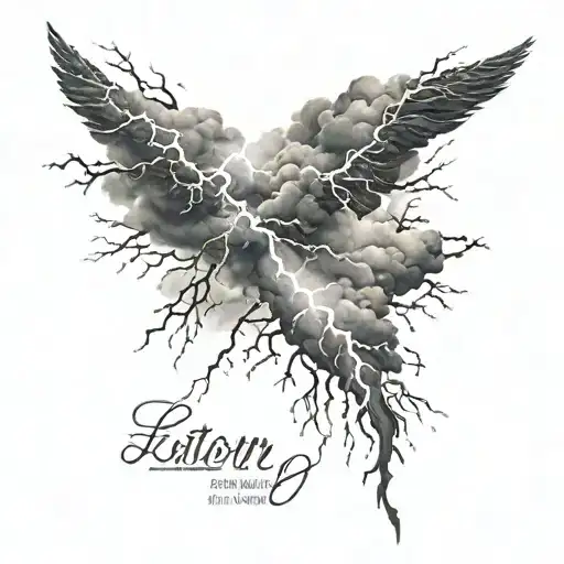 Dark Clouds, Lightning, Rain pouring, storm, strength quote   tattoo design idea