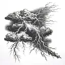 dark clouds, lightning, rain, storm  tattoo design idea
