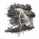 Dark Clouds, Lightning, Rain came pouring tattoo design idea