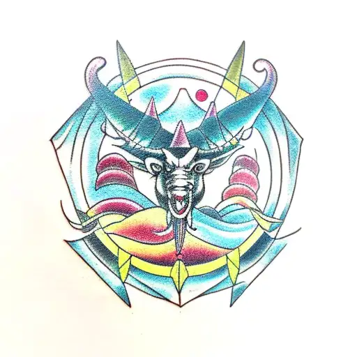 mix of taurus, capticorn, aquarius, libra tattoo design idea