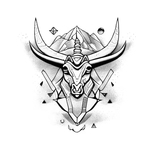 mix of taurus, capticorn, aquarius, libra tattoo design idea