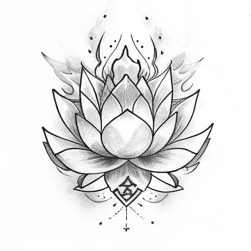 Lotus Flower with Phoenix with Cherry Branch with Butterfly tattoo design idea