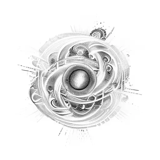 A dynamic composition of a dancing figure surrounded by a swirling vortex of love, in blackwork style tattoo design idea
