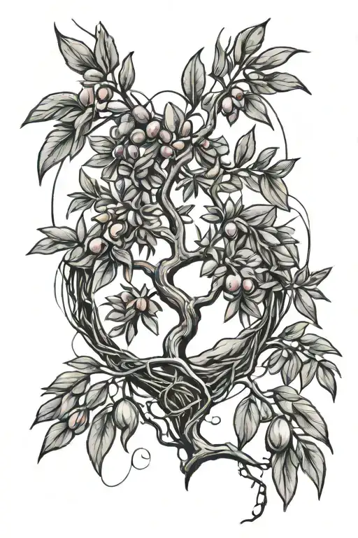 olive tree wire heart bleed tattoo design idea