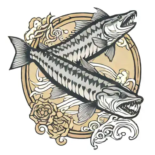 sturgeon fishing tattoo design idea