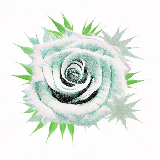 Roses, thistles and jade plants tattoo design idea