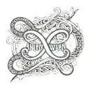 infinity symbol with the name deshawn tattoo design idea