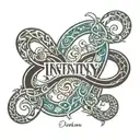 infinity symbol with the name deshawn tattoo design idea