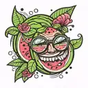 Watermelon smiling sunglasses tattoo design idea