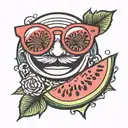 Watermelon smiling sunglasses tattoo design idea