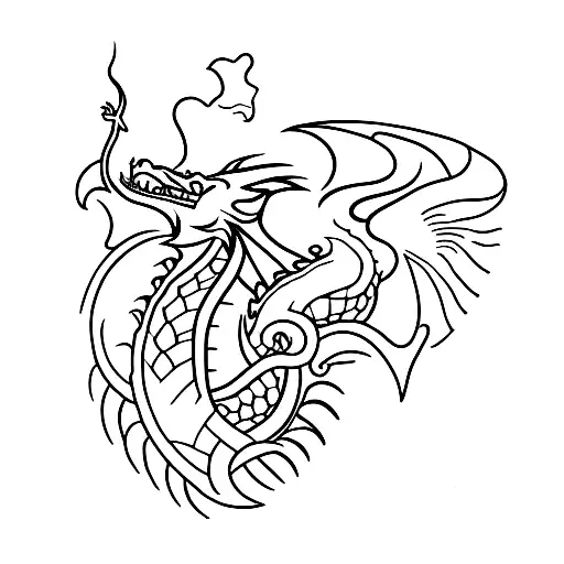 A minimalist tattoo of a dragon symbolizing personal development and growth tattoo design idea