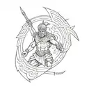 Design a tattoo showcasing the strength of Sparta with subtle references to Greek gods tattoo design idea