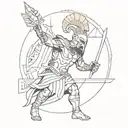 Design a tattoo showcasing the strength of Sparta with subtle references to Greek gods tattoo design idea
