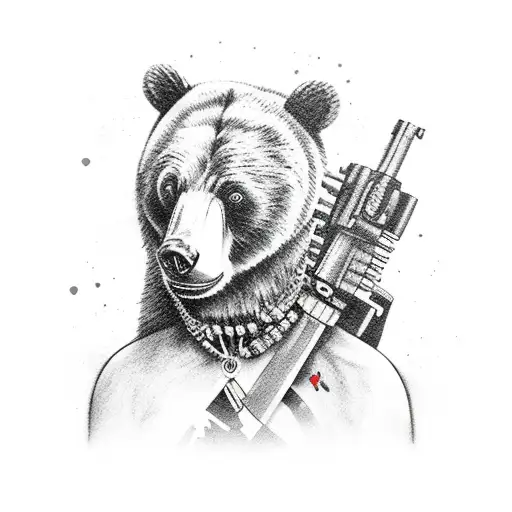 Bear with Guns'n'roses tattoo design idea