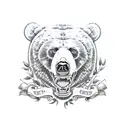 Bear with Guns'n'roses tattoo design idea