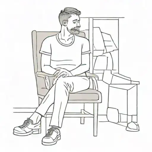 man stood next to a man in a chair tattoo design idea