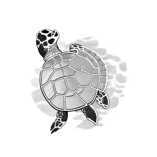A turtle DJ mixing music on turntables tattoo design idea