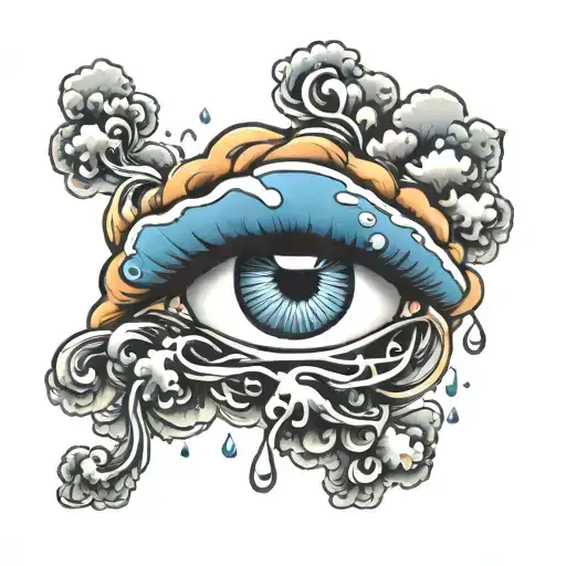 rain cloud tattoo around eye tattoo design idea