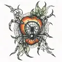 apple and spider tattoo around eye tattoo design idea