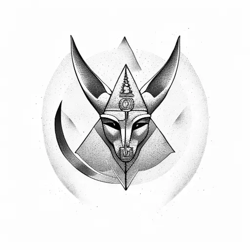 anubis cuerpo y piramides detras tattoo design idea
