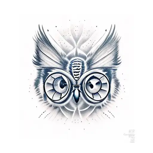 buho subido encima del numero 25 tattoo design idea