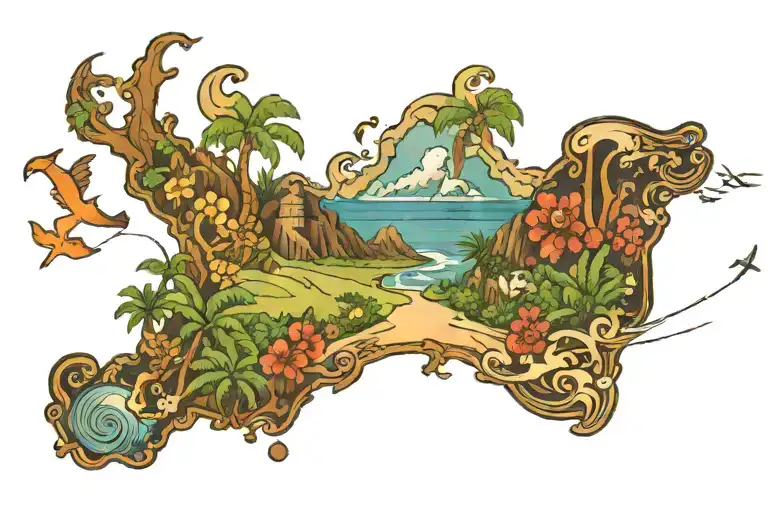 Maui island map tattoo design idea