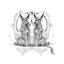 Anubis and Ra boxing each other tattoo design idea