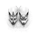 Anubis and Ra boxing each other tattoo design idea