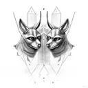 Anubis and Ra boxing each other tattoo design idea