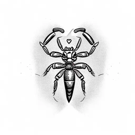 a scorpion destroying a heart tattoo design idea