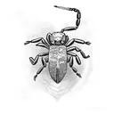 a scorpion destroying a heart tattoo design idea